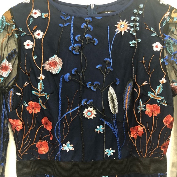 CBR Sheer Long Sleeve Floral Dress Size Large - Picture 2 of 12